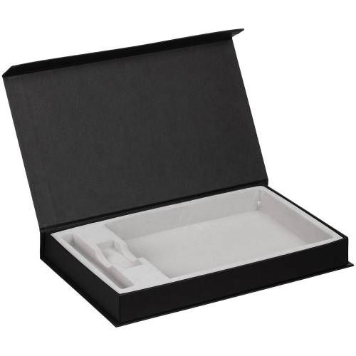 Коробка Horizon Magnet с ложементом под ежедневник, флешку и ручку, черная фото 2