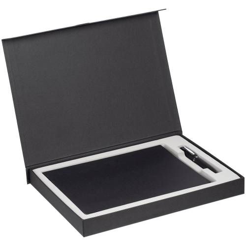 Коробка Roomy с ложементом под ежедневник ф.А4 и ручку, черная фото 4
