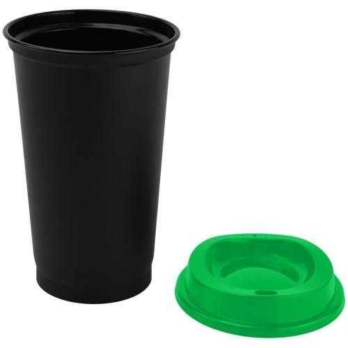 Стакан с крышкой Color Cap Black, черный с зеленым фото 3