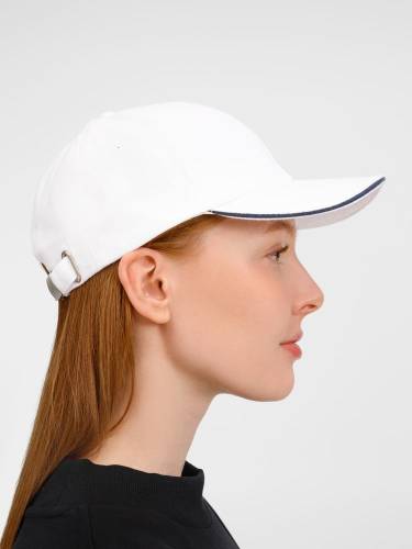 Бейсболка Buffalo, белая с темно-синим фото 10