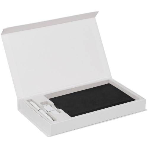 Коробка Horizon Magnet с ложементом под ежедневник, флешку и ручку, белая фото 3