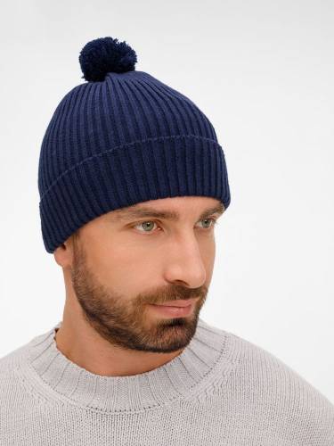Шапка Catch Match с помпоном, темно-синяя фото 6 Шапка Catch Match с помпоном, темно-синяя фото 6