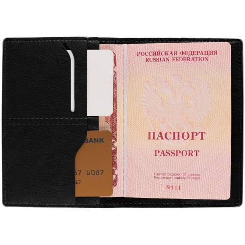 Обложка для паспорта Petrus, черная фото 4