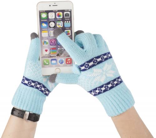 Сенсорные перчатки Snowflake, голубые фото 3