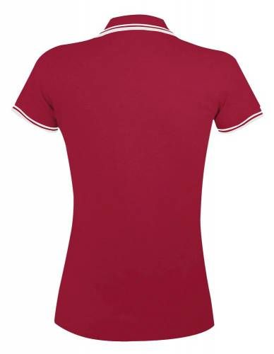 Рубашка поло женская Pasadena Women 200 с контрастной отделкой, красная с белым фото 3
