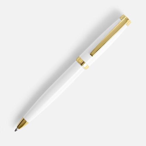 Ручка шариковая Letra Gold, глянцевая, белая фото 3
