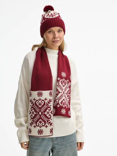 Шапка Wintertude, красная с белым фото 12