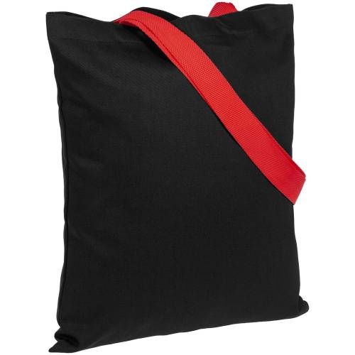 Холщовая сумка BrighTone, черная с красными ручками фото 2