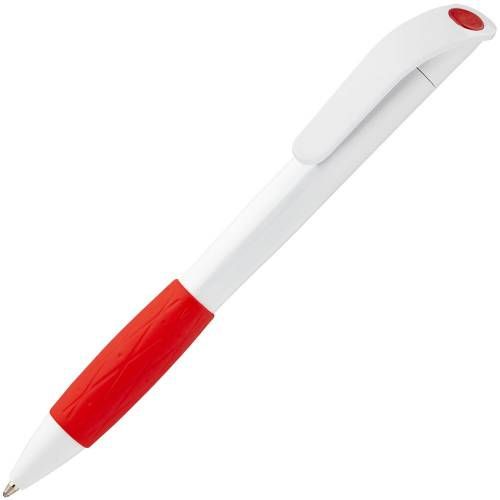Ручка шариковая Grip, белая с красным фото 2