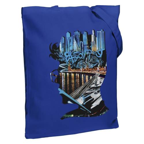 Холщовая сумка Moscow Boy, ярко-синяя фото 2