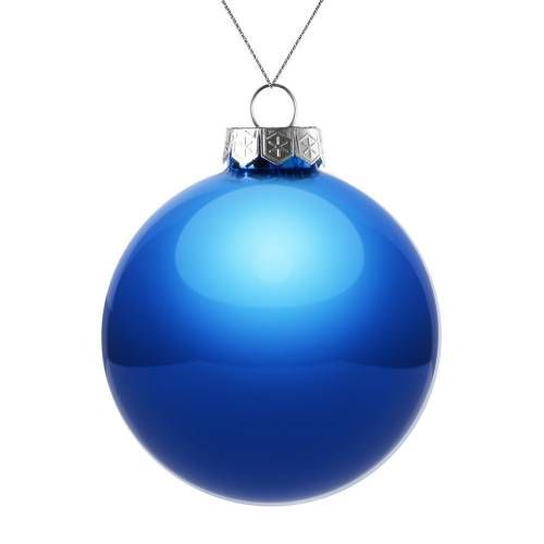 Елочный шар Finery Gloss, 10 см, глянцевый синий фото 2
