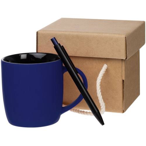 Набор Color Block: кружка и ручка, синий с черный фото 2