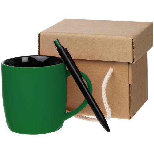 Набор Color Block: кружка и ручка, зеленый с черным фото 2
