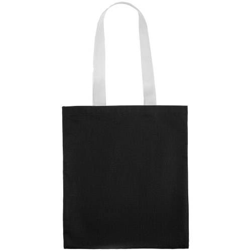 Холщовая сумка BrighTone, черная с белыми ручками фото 4