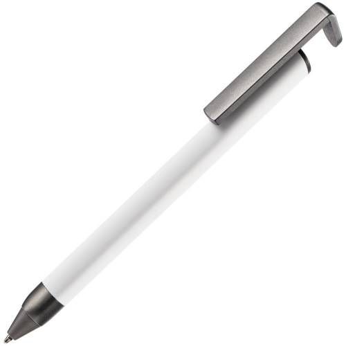 Ручка шариковая Standic с подставкой для телефона, белая фото 2