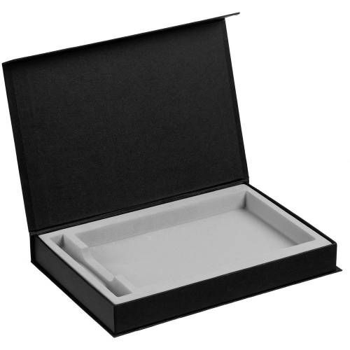 Коробка Silk с ложементом под ежедневник 13x21 см и ручку, черная фото 3
