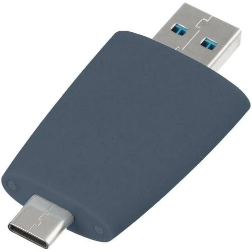 Флешка Pebble Type-C, USB 3.0, серо-синяя, 32 Гб фото 5