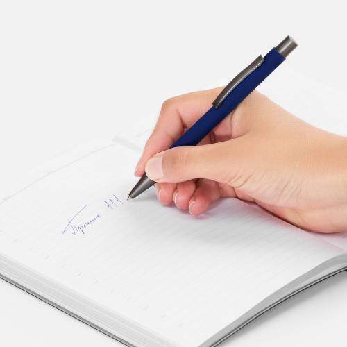 Ручка шариковая Atento Soft Touch, темно-синяя фото 5