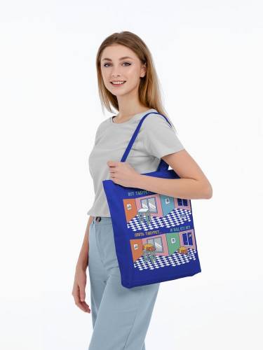 Холщовая сумка «Вот табурет», ярко-синяя фото 5