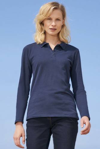 Рубашка поло женская с длинным рукавом Perfect LSL Women, темно-синяя фото 5