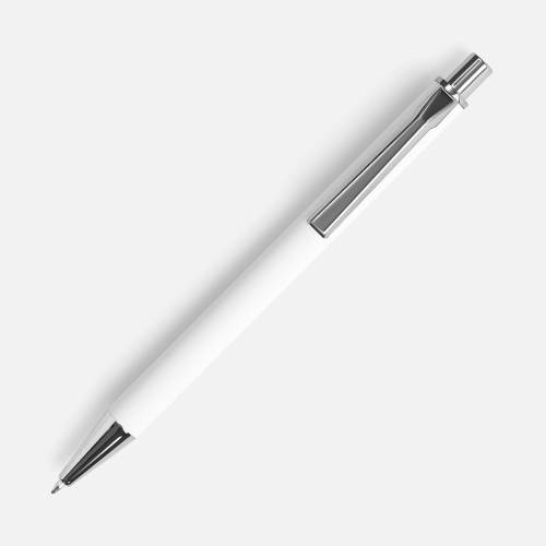 Ручка шариковая Lobby Soft Touch Chrome, белая фото 3