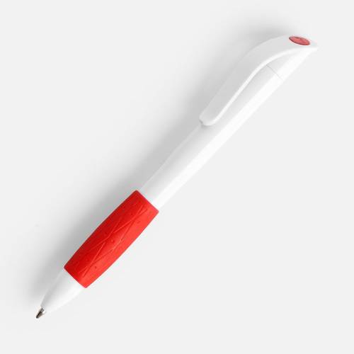 Ручка шариковая Grip, белая с красным фото 2