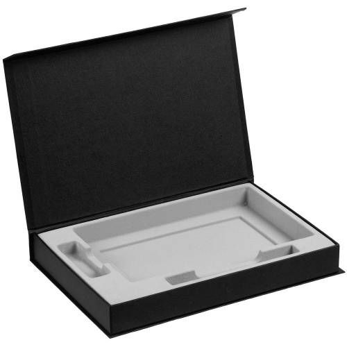 Коробка Silk с ложементом под ежедневник 13x21 см, флешку и ручку, черная фото 3