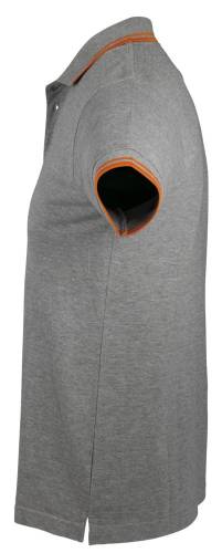 Рубашка поло мужская Pasadena Men 200 с контрастной отделкой, серый меланж c оранжевым фото 4
