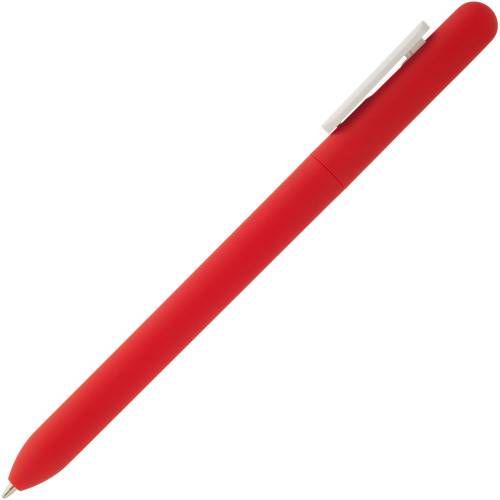 Ручка шариковая Swiper Soft Touch, красная с белым фото 4