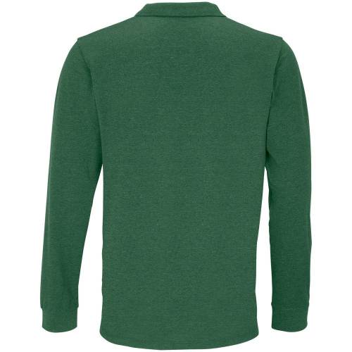 Рубашка поло унисекс с длинным рукавом Planet LSL, темно-зеленая фото 4