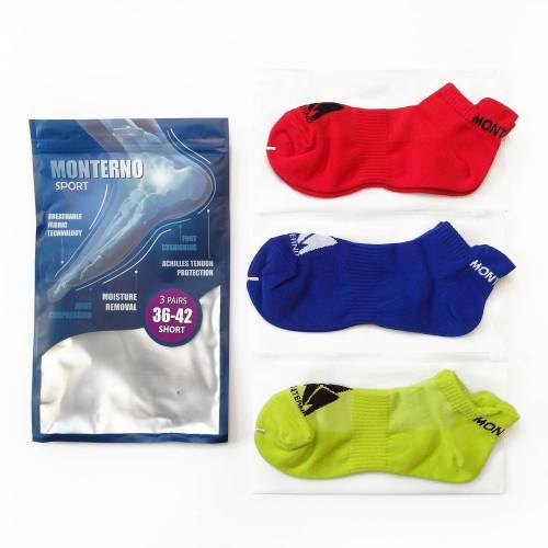 Набор из 3 пар спортивных носков Monterno Sport, красный, зеленый и синий фото 3