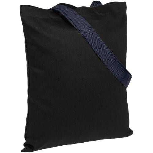 Холщовая сумка BrighTone, черная с темно-синими ручками фото 2