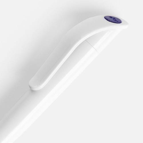 Ручка шариковая Grip, белая (молочная) с синим фото 4