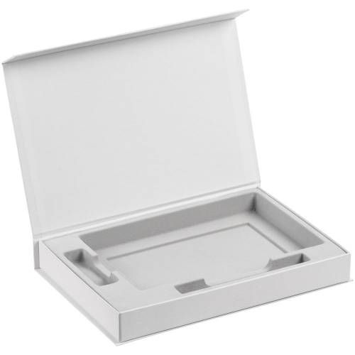 Коробка Silk с ложементом под ежедневник 13x21 см, флешку и ручку, белая фото 3