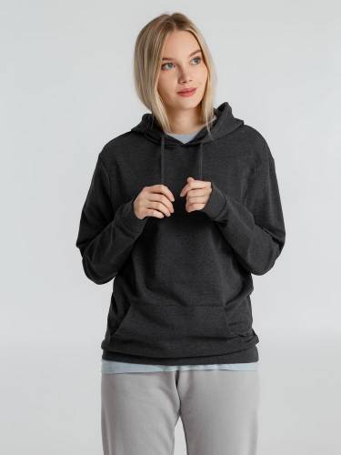 Толстовка с капюшоном унисекс Hoodie, серый меланж (антрацит) фото 13