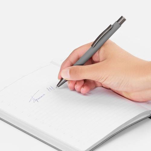 Ручка шариковая Atento Soft Touch, серая фото 5 Ручка шариковая Atento Soft Touch, серая фото 5