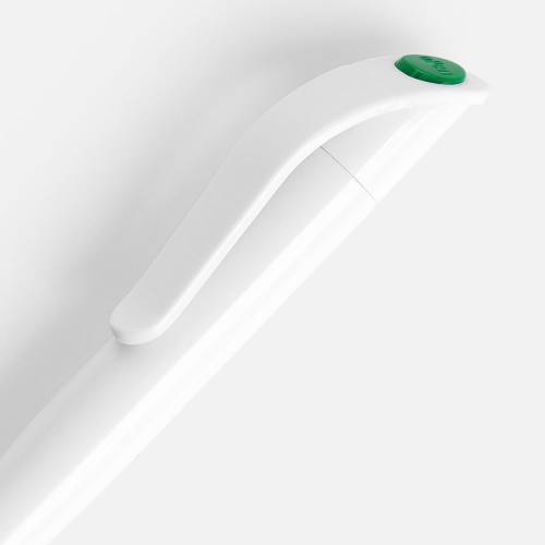 Ручка шариковая Grip, белая с зеленым фото 4