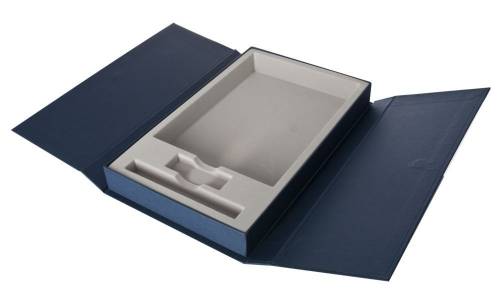 Коробка Three Part с ложементом под ежедневник, флешку и ручку, синяя фото 2