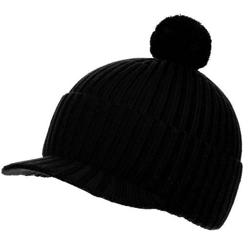 Вязаная шапка с козырьком Peaky, черная фото 2