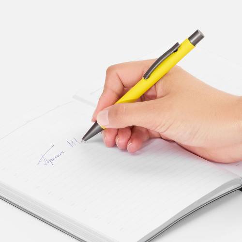 Ручка шариковая Atento Soft Touch, желтая фото 5