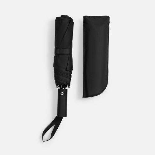 Зонт складной Smooth Move с плавным закрытием, черный фото 5