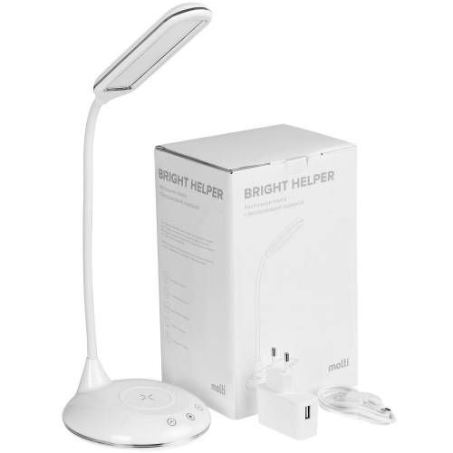 Лампа с беспроводной зарядкой Bright Helper, белая фото 10