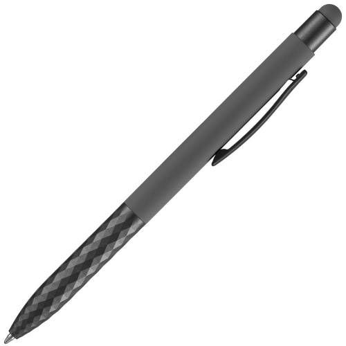 Ручка шариковая Digit Soft Touch со стилусом, серая фото 4