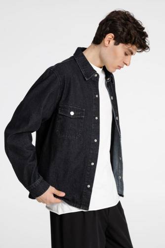 Куртка джинсовая O3, черная фото 5