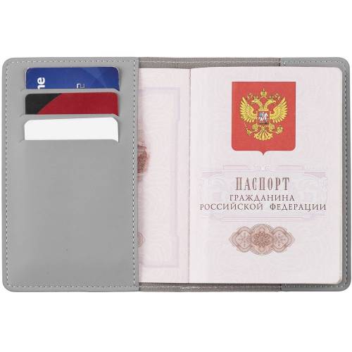 Обложка для паспорта Shall Simple, серый фото 4