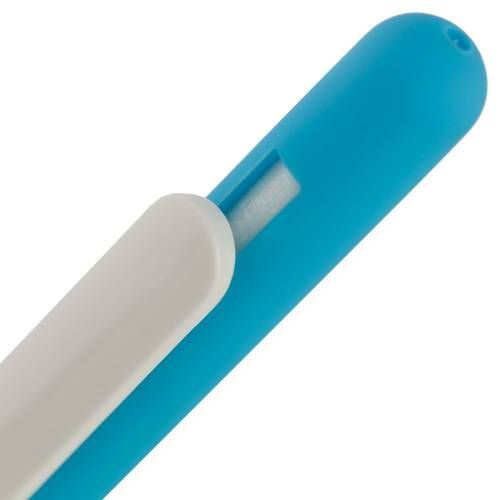 Ручка шариковая Swiper Soft Touch, голубая с белым фото 5