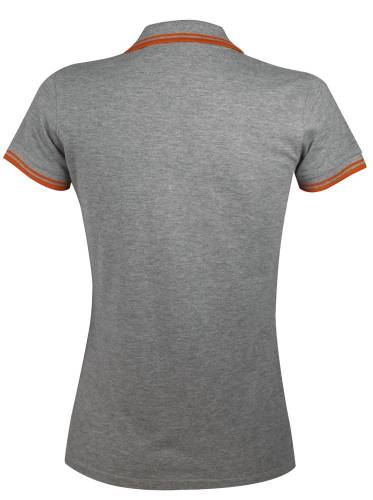 Рубашка поло женская Pasadena Women 200 с контрастной отделкой, серый меланж c оранжевым фото 3