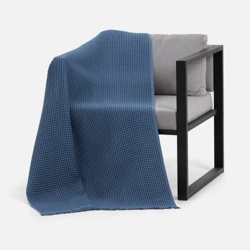 Плед вафельный Elenglect, темно-синий фото 5