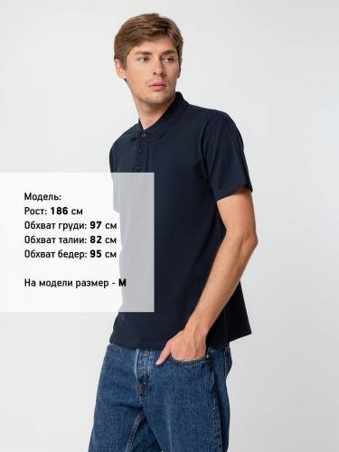 Рубашка поло мужская Summer 170, темно-синяя (navy) фото 5