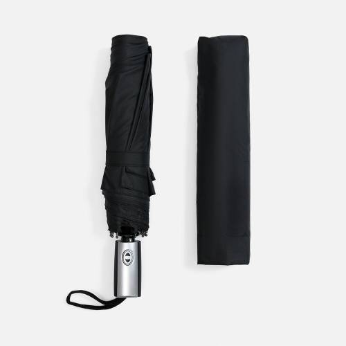 Зонт складной Fiber, черный фото 6